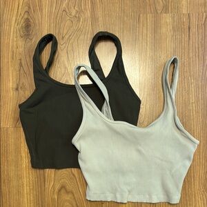 Ivory and olive yoga or workout top